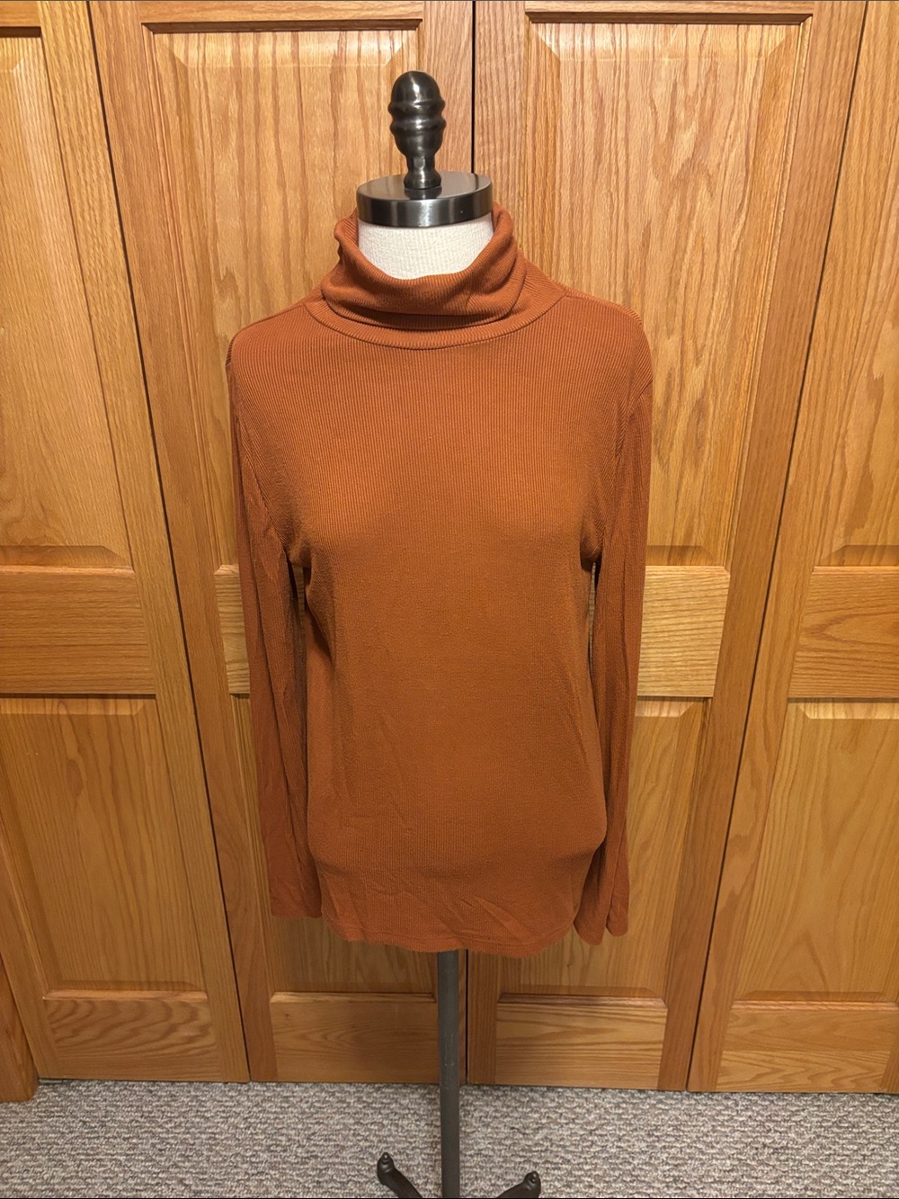 LOFT Rust Orange Ribbed Turtleneck